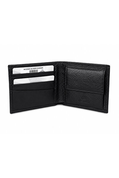 MASSARELLI Genuine Leather Horizontal Coin Pocket Black Men's Wallet with Gif...