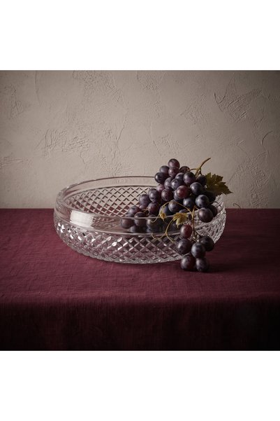 AKDEN STORE Cut Crystal Decorative Glass Presentation Bowl / Salad Bowl