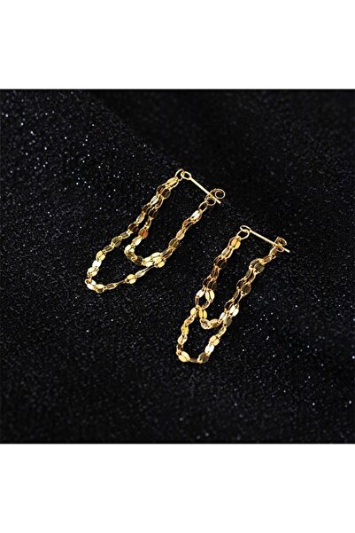 Choice Golden 925 Silver designed earrings with double layered tassel chains ...