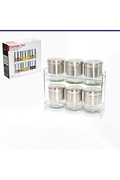 Generic مجموعة برطمانات توابل زجاجية، 6 قطع مع حامل
