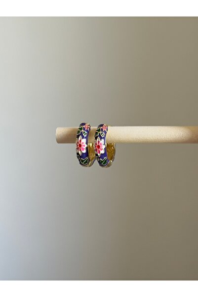 kems jewels Renkli Çiçek Model Çelik Halka Küpe