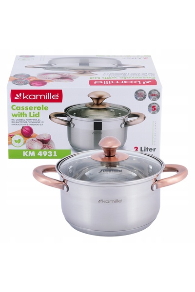 Kamille OALĂ CU CAPAC TRADIȚIONALĂ DE 2 L, DIN OȚEL, 18 cm, PENTRU INDUCȚIE Ș...