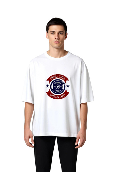 PayBuy Muška majica prevelikog kroja Retro sportski print Vintage fitnes zlat...