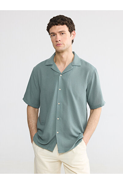 LC Waikiki Lcw Vision Green Regular Fit Linen Look Men's Shirt