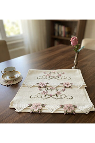 Arliva Home Azra Velvet 3D vezeni kuhinjski peškir od 2 dela, krem boje, 30x5...