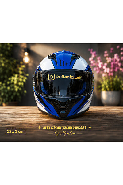 AlpiLeo Kişiye Özel Instagram Kullanıcı Adı Kask Vizör Sticker Gold Kesim Fol...