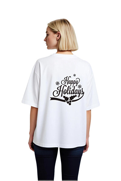 PayBuy Women's Oversize T-Shirt Retro Holiday Themed Printed Relaxed Fit Casu...