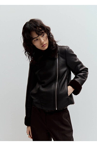 MANGO Woman Kürk detaylı biker ceket