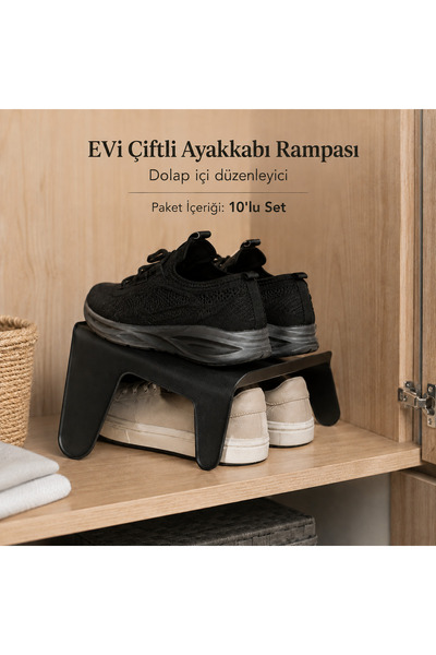 Evi Ev Gereçleri EVİ 10’lu Çiftli Ayakkabı Rampası Dolap İçi Ayakkabı Düzenle...