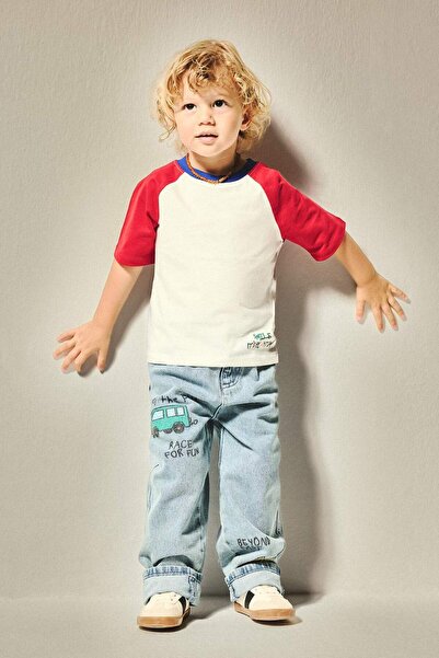 DeFacto Baggy Fit Stretchy Printed Jean Trousers for Baby Boy I0138A526Au
