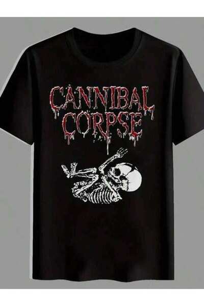 NOURAM Men's Cannibal Corpse Red White Dripping Blood Skeletal Cool Graphic T...