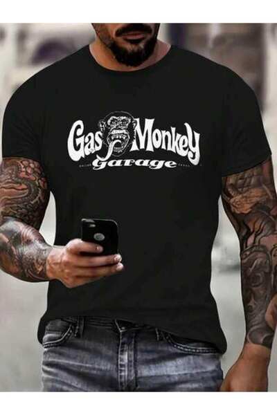NOURAM تي شيرت رجالي بطباعة ثلاثية الأبعاد - تصميم Gas Monkey Garage خفيف الو...