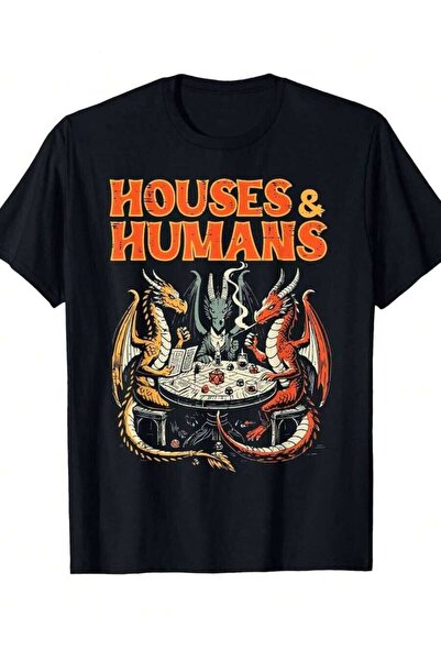 29CUN Men's Funny T-Shirt - Inspired Dragon Vs Human Battle Design-Bold D20 T...