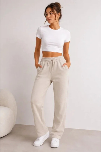 Şeker Portakalım Pique Woven Fabric Pocketed Sweatpants with Elastic Laces fo...