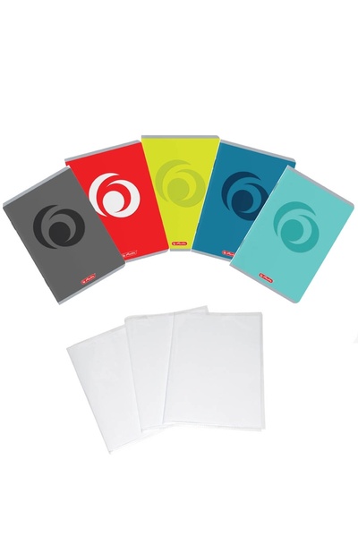 Herlitz Pachet 5 caiete A5 + coperti, 80 file, patratele, hartie 70 g/mp FSC ...