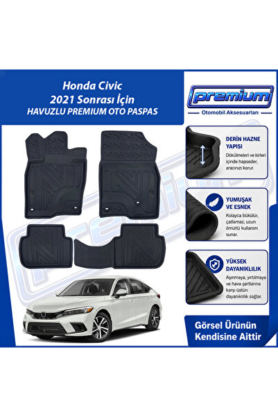 Premium Honda Civic Paspas Araca Özel FE1 Kasa 2021 Sonrası İçin Derin Havuzl...