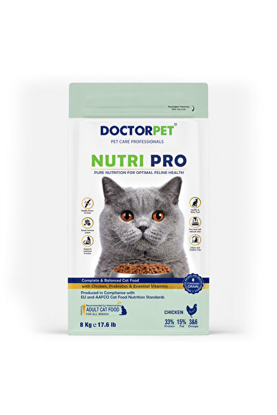 Doctor Pet Nutri Pro Adult Dry Cat Food with Chicken 8 Kg - Probiotics & Esse...