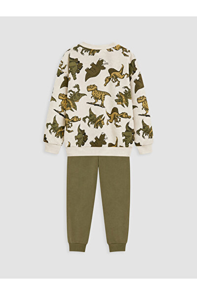 LC Waikiki Lcw Kids White Dinosaur Printed Boys' Set