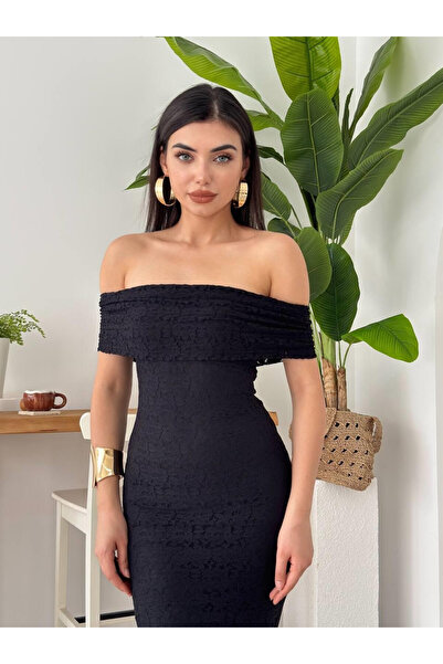 Clothes Fast فستان نسائي أسود بدون حمالات مزين بالدانتيل وقصة على شكل حرف V م...