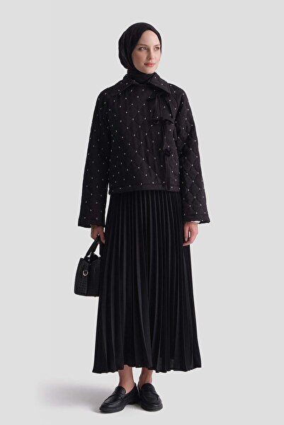 Armine Beaded Quilted Jacket Set Black