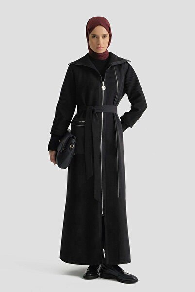 Armine Pocket Detailed Overcoat Black