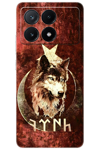 Ceppare Poco X6 PRO 5G Uyumlu Kılıf Desen Baskılı Silikon Kurt ve Göktürkçe S...
