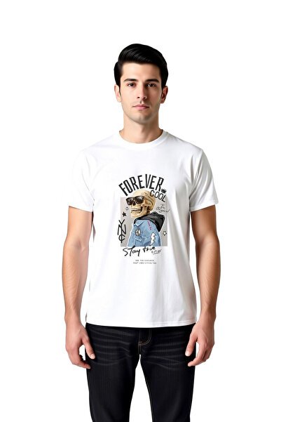 PayBuy Ανδρικό μπλουζάκι με στάμπα κρανίου, vintage, 100% βαμβάκι, ρετρό ροκ ...