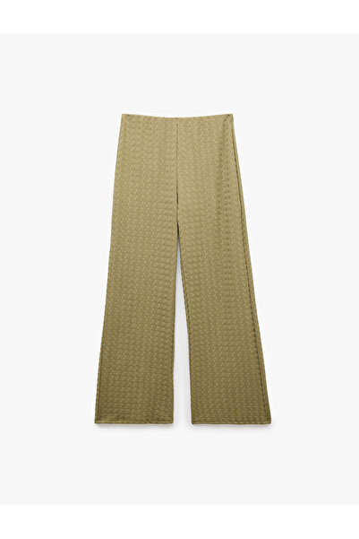 Koton Bürümcük Fabric High Waist Loose Straight Leg Pants
