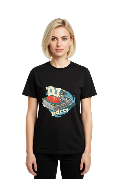 PayBuy Tricou grafic imprimat cu platane turnante retro pentru femei, cu tema...