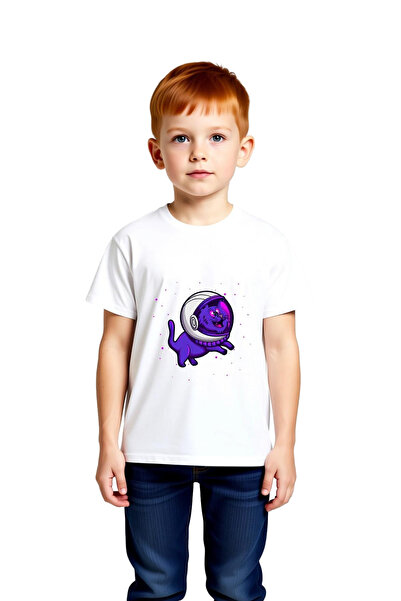 PayBuy Children's Space Adventure Astronaut Cat Printed T-Shirt Relaxed Fit C...