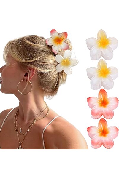 GQLV Hair Clip, 4 Count White Flower Claw Clips for Thick/Thin Hair, Strong H...