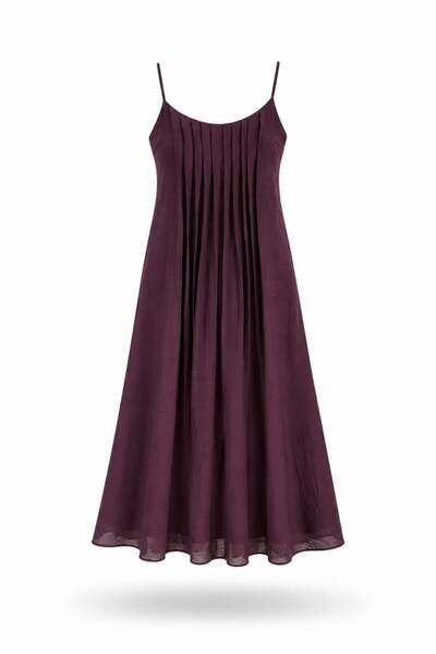 5in1Canpolat Rochie maxi plisată mov prune 3413