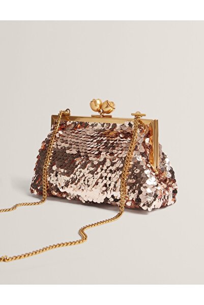 Ted Baker Μικρή Τσάντα Clutch με παγέτες ροζ χρυσό