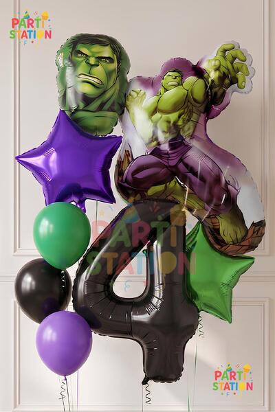 Parti Station Avengers Hulk Balloon 4 Year Old Set 8 Piece Hulk Birthday Set