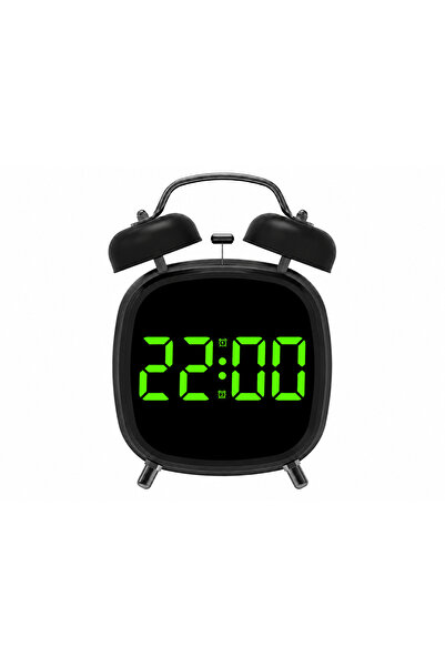Generic Brand Ceas de masă digital LED, negru, alimentat prin USB, alarmă dub...