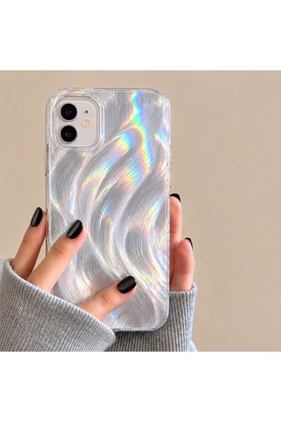 EDELFU متوافق مع iPhone 11 - غطاء حماية لامع بنمط ريشة أورا (فضي)، (مطبوع من ...