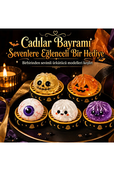 kruxon Cadılar Bayramı Temalı Sevimli Dumpling Çin Mantı Squishy Oyuncak Sürp...