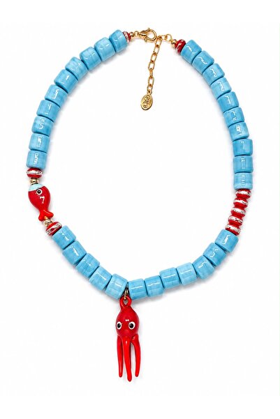 Bo Takı ve Aksesuar Murano Glass Beaded Design Necklace with Glass Tips Burcu...