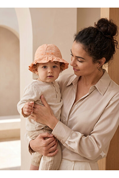 STELLA VESTİNO Cotton Baby Bucket Hat - Eye Patterned Ruffle Beach Sun Hat