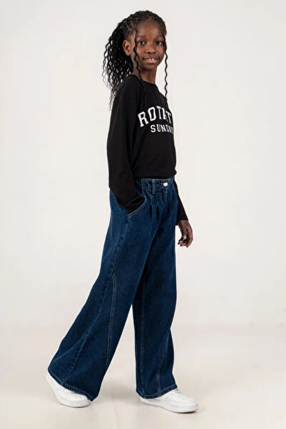GİYİCEM TEKSTİL Girl's Pleated Waist City Style Jeans 2232
