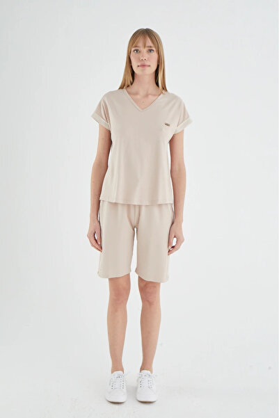 GİZZEY 21198 Women's Short Sleeve Shorts Set