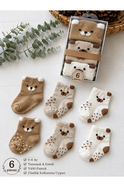 Panfilia 100% Cotton 0-6 Months Baby Socks Set of 6 / Unisex Baby Girl and Bo...