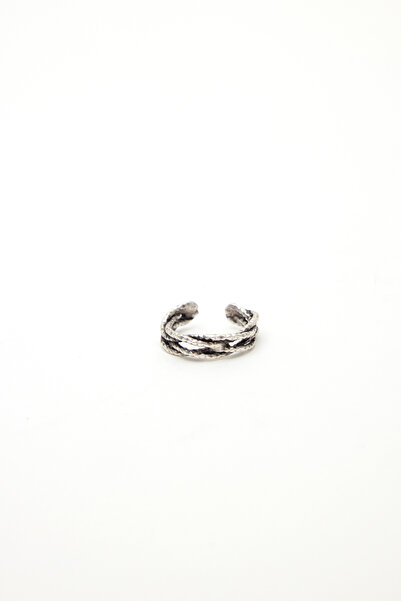 Manuka Thin Braided Matte-Finished Ring Silver