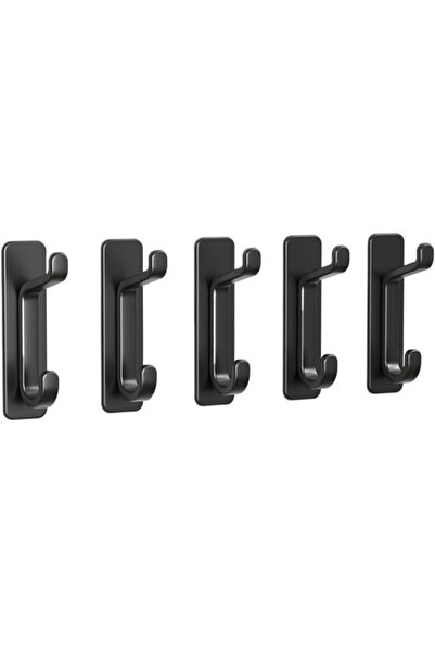 STARSTAR 5-piece wall hook set, self-adhesive, black