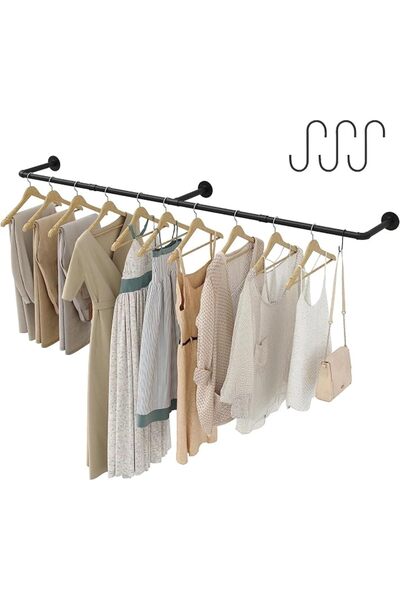 GENERAL Clothes Rack Wall Mounted, Industrial Pipe Wall Mount Clothing Rack, ...