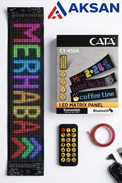 Cata CT-4568 Esnek RGB LED Matrix Panel Kumandalı Bluetooth Araç İçi Kayar Ya...
