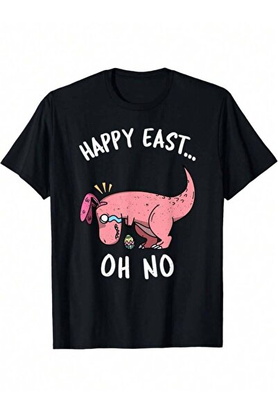 21JNRY Men's T-Shirt With Dinosaur Graphic "Happy Easter... Oh No" - Soft 100...