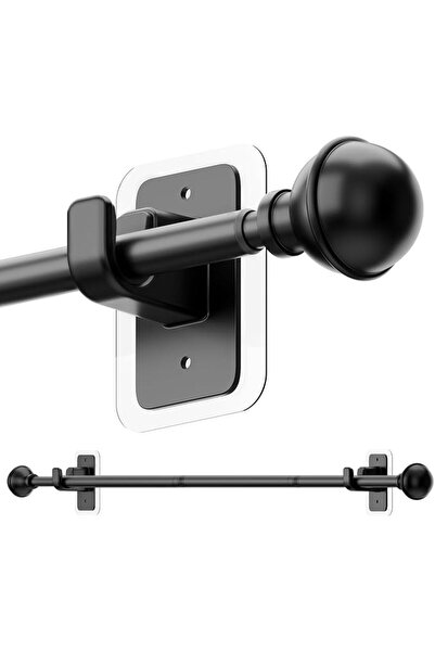 ENJOYBASICS 1 Pack No Drill Curtain Rod, 71-122cm Adjustable, Black | Renter ...