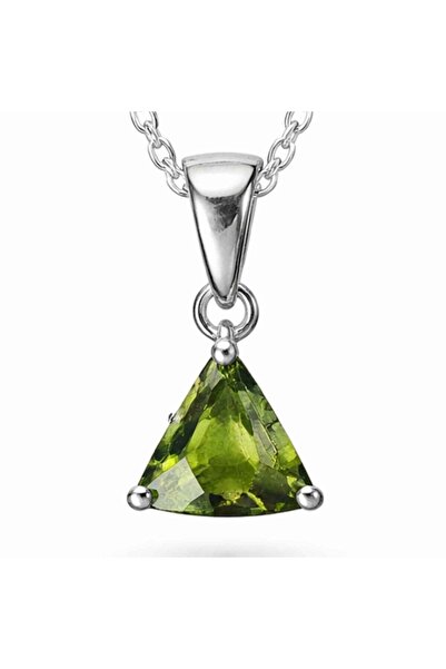 craftmystic Сребърен колие 925 с фасетиран молдавит триъгълник – трансформаци...