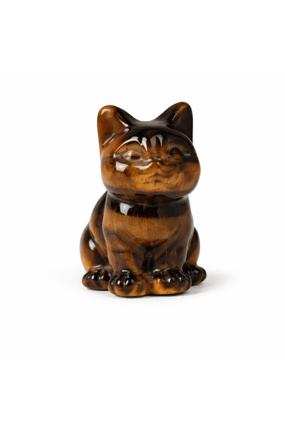 craftmystic Tiger's Eye Cat Figure – Protection, Courage and Personal Confidence